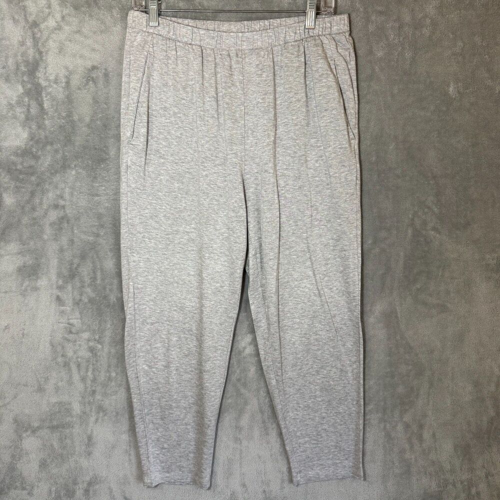 Eileen Fisher Pants M Gray Knit Comfort Pull On Tapered Pocket Sweatpants Tencel